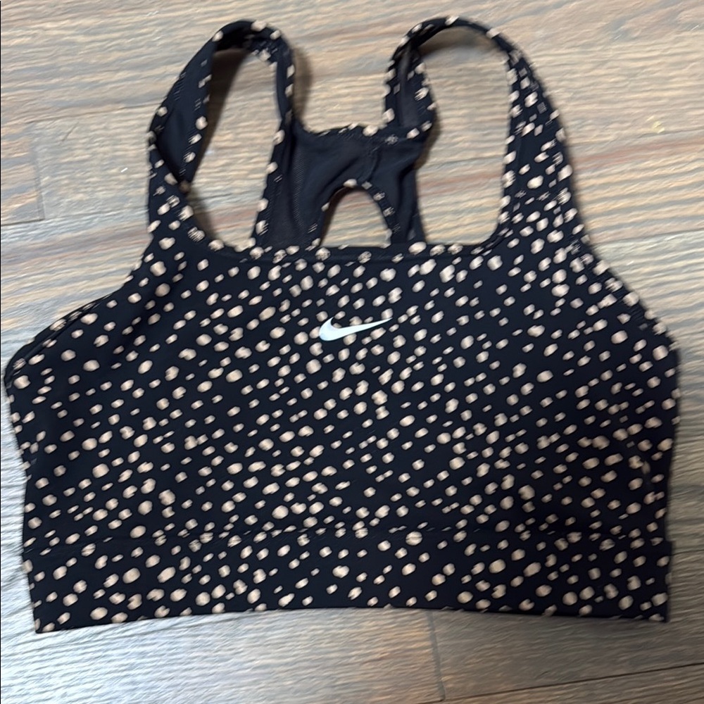 Nike Black and Tan Polka Dot Sports Bra